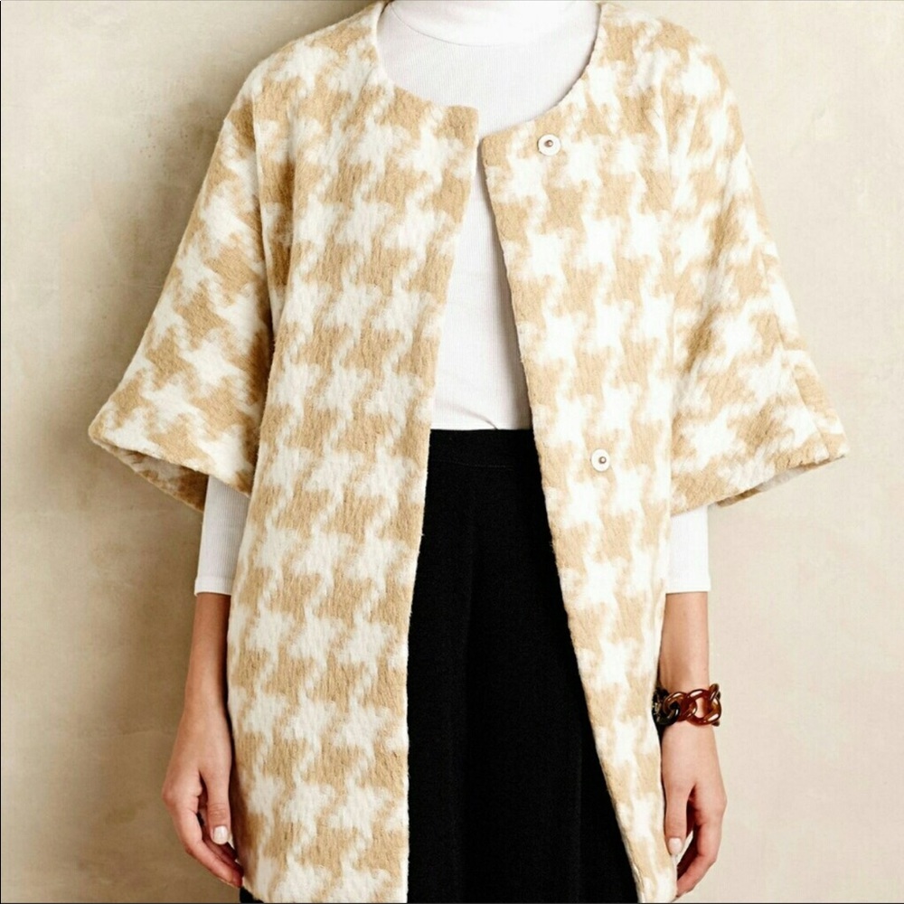 Anthropologie Elevenses Houndstooth Coat